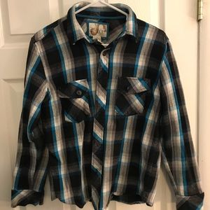 Op blue and black flannel